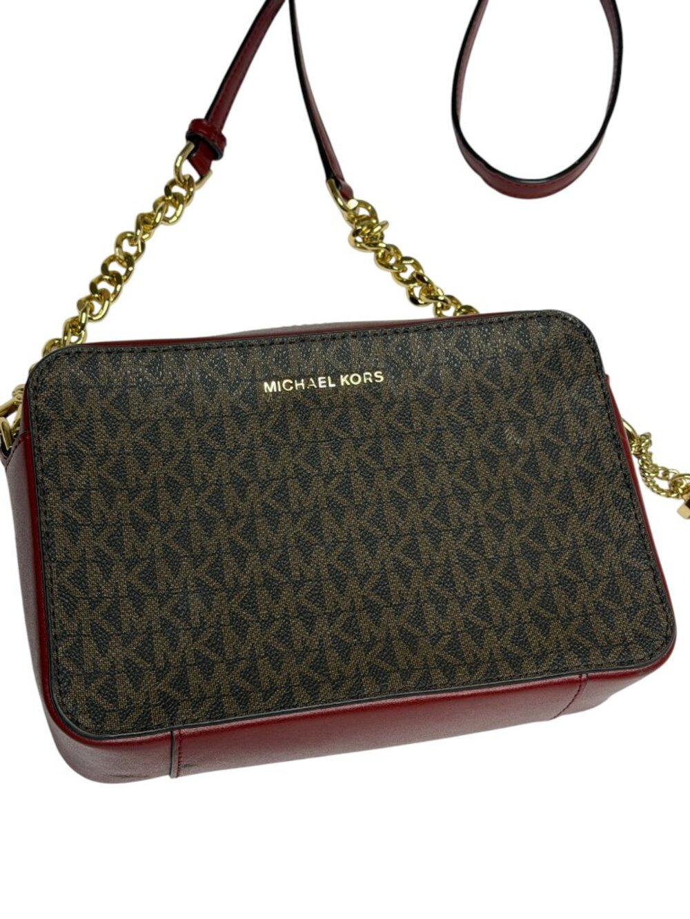 Michael Kors Ginny Crossbody Bag Purse Tassel Logo Faux Leather? Brandy - Picture 2 of 11